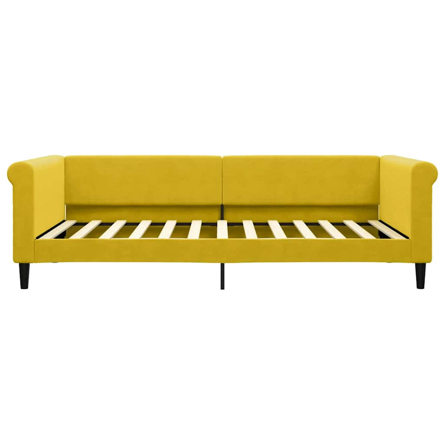 Slaapbank met matras 100x200 cm fluweel geel