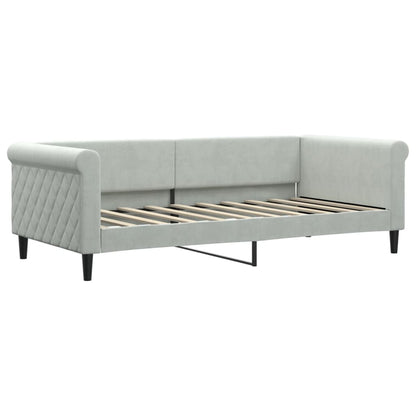 Slaapbank Fluweel 90 x 190 cm Lichtgrijs met matras