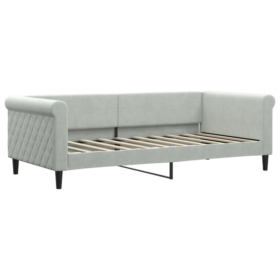 Slaapbank Fluweel 90 x 190 cm Lichtgrijs met matras