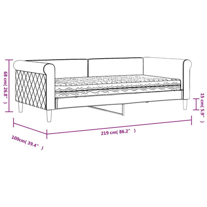 Slaapbank Fluweel 90 x 190 cm Lichtgrijs met matras