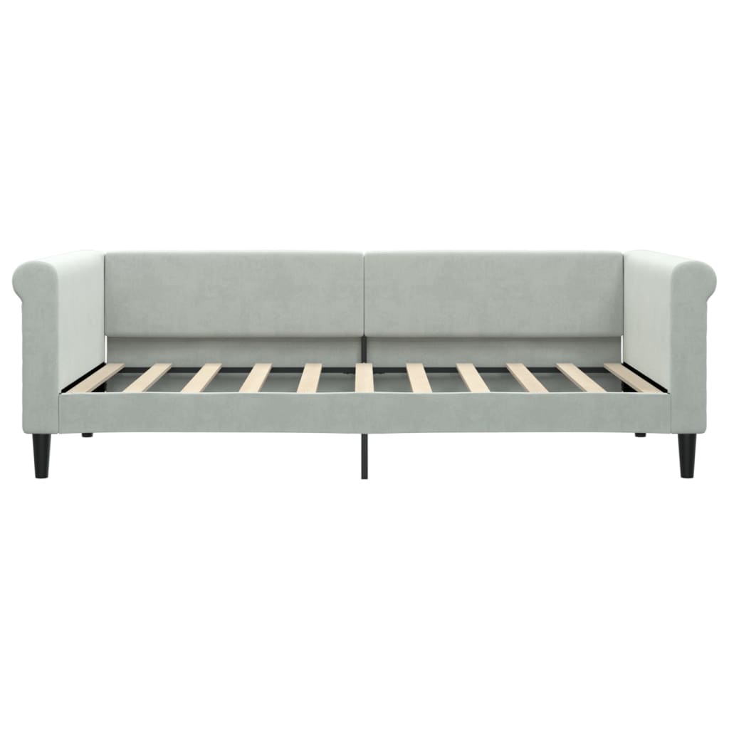 Slaapbank Fluweel 90 x 190 cm Lichtgrijs met matras