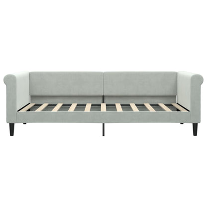 Slaapbank Fluweel 90 x 190 cm Lichtgrijs met matras