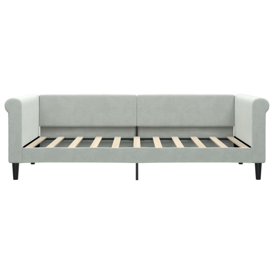Slaapbank Fluweel 90 x 190 cm Lichtgrijs met matras