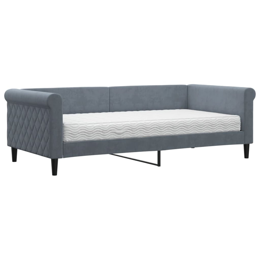 Slaapbank met matras 90x190 cm fluweel donkergrijs