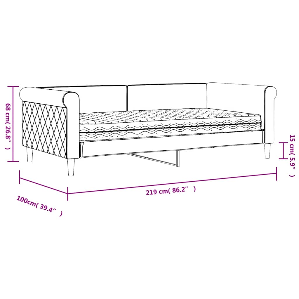 Slaapbank met matras 90x190 cm fluweel donkergrijs