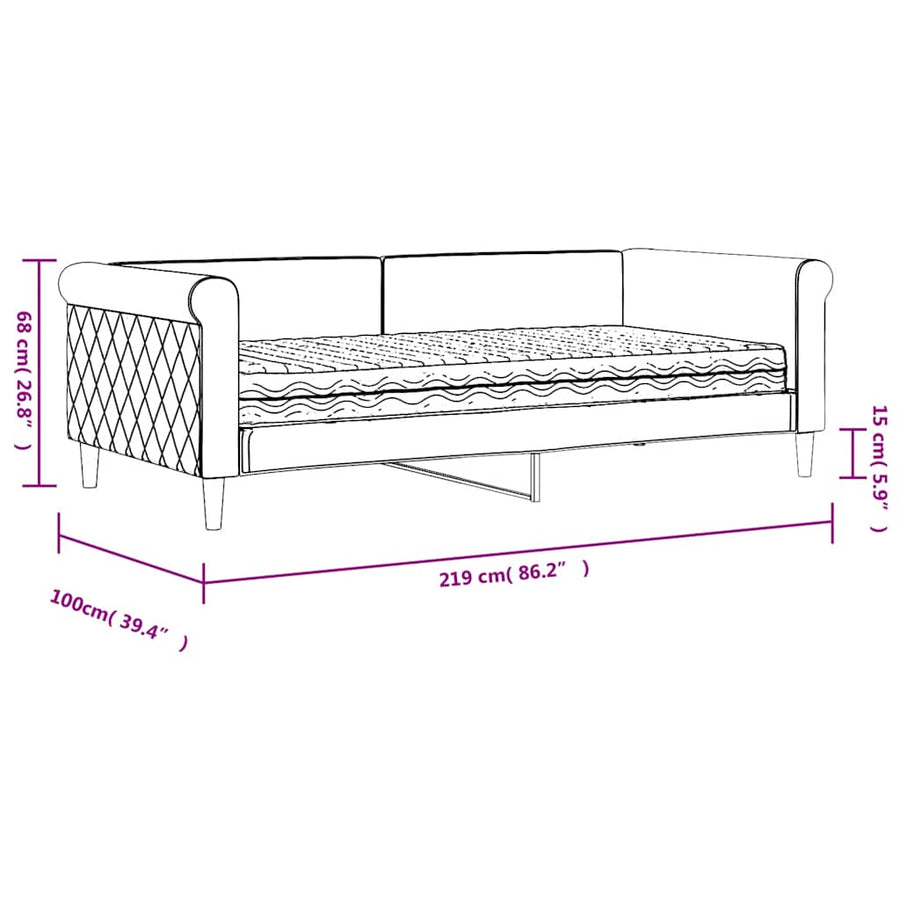 Slaapbank met matras 90x190 cm fluweel donkergrijs