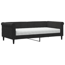 Slaapbank Fluweel 90 x 190 cm Zwart met matras