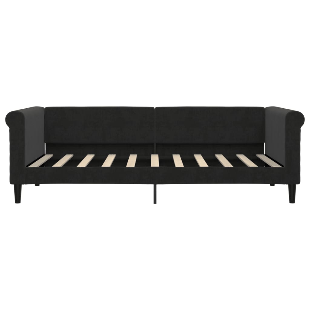 Slaapbank Fluweel 90 x 190 cm Zwart met matras