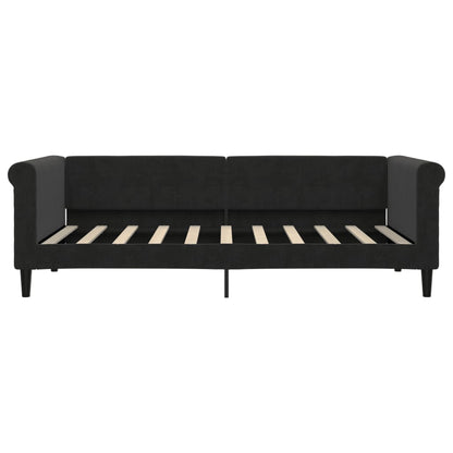 Slaapbank Fluweel 90 x 190 cm Zwart met matras