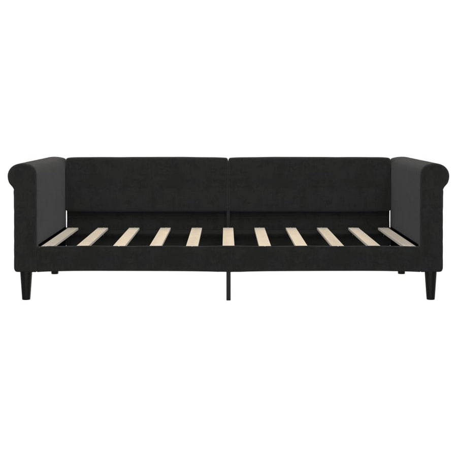 Slaapbank Fluweel 90 x 190 cm Zwart met matras
