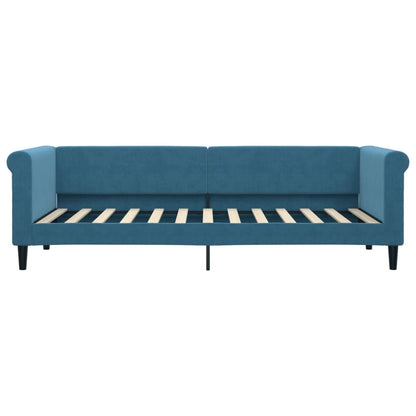 Slaapbank met onderschuifbed 80x200 cm fluweel blauw