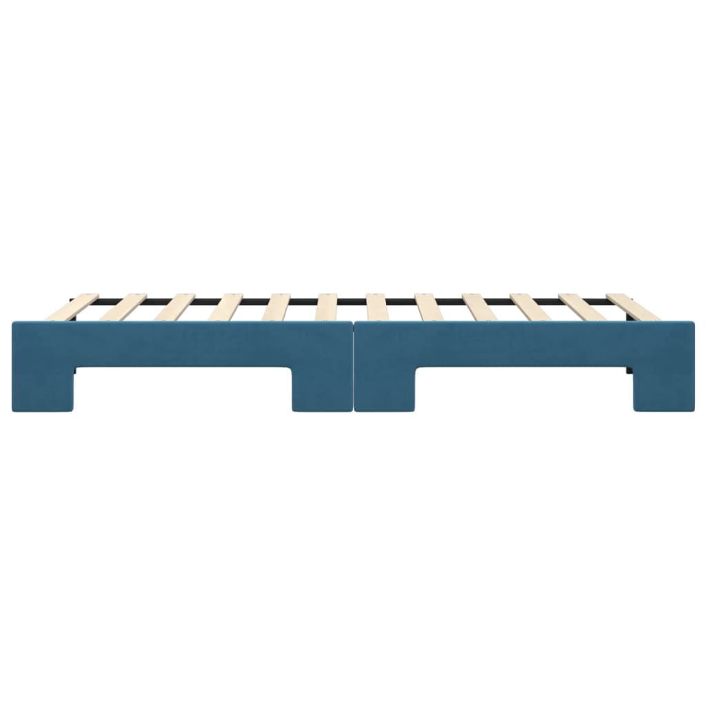 Slaapbank met onderschuifbed 80x200 cm fluweel blauw