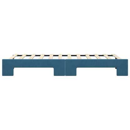 Slaapbank met onderschuifbed 80x200 cm fluweel blauw