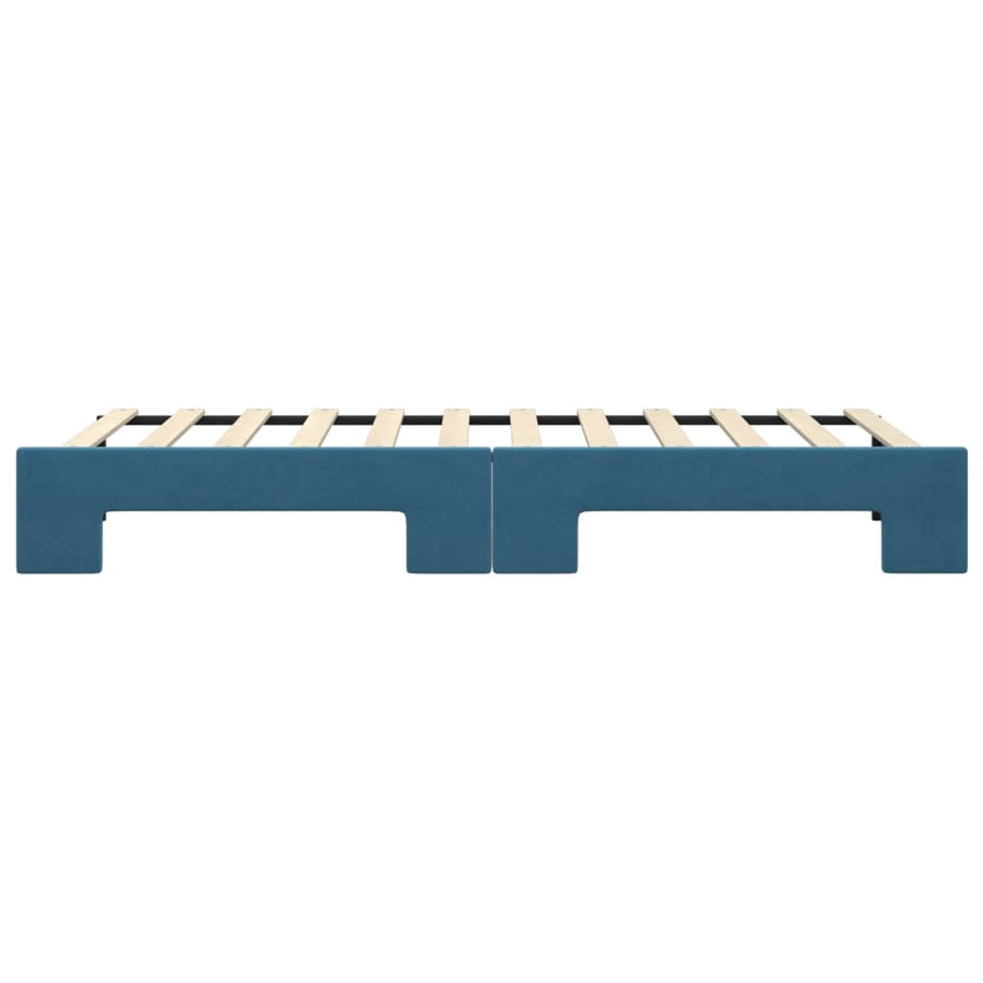 Slaapbank met onderschuifbed 80x200 cm fluweel blauw
