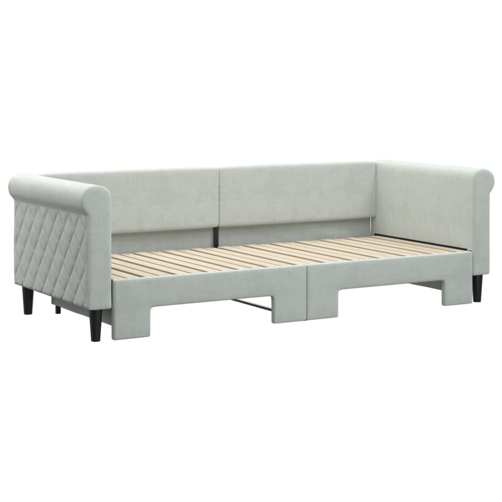 Slaapbank Fluweel 80 x 200 cm Lichtgrijs met onderschuifbed