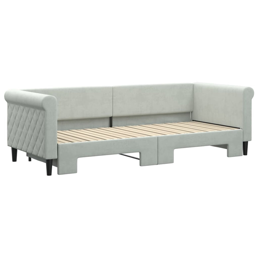 Slaapbank Fluweel 80 x 200 cm Lichtgrijs met onderschuifbed