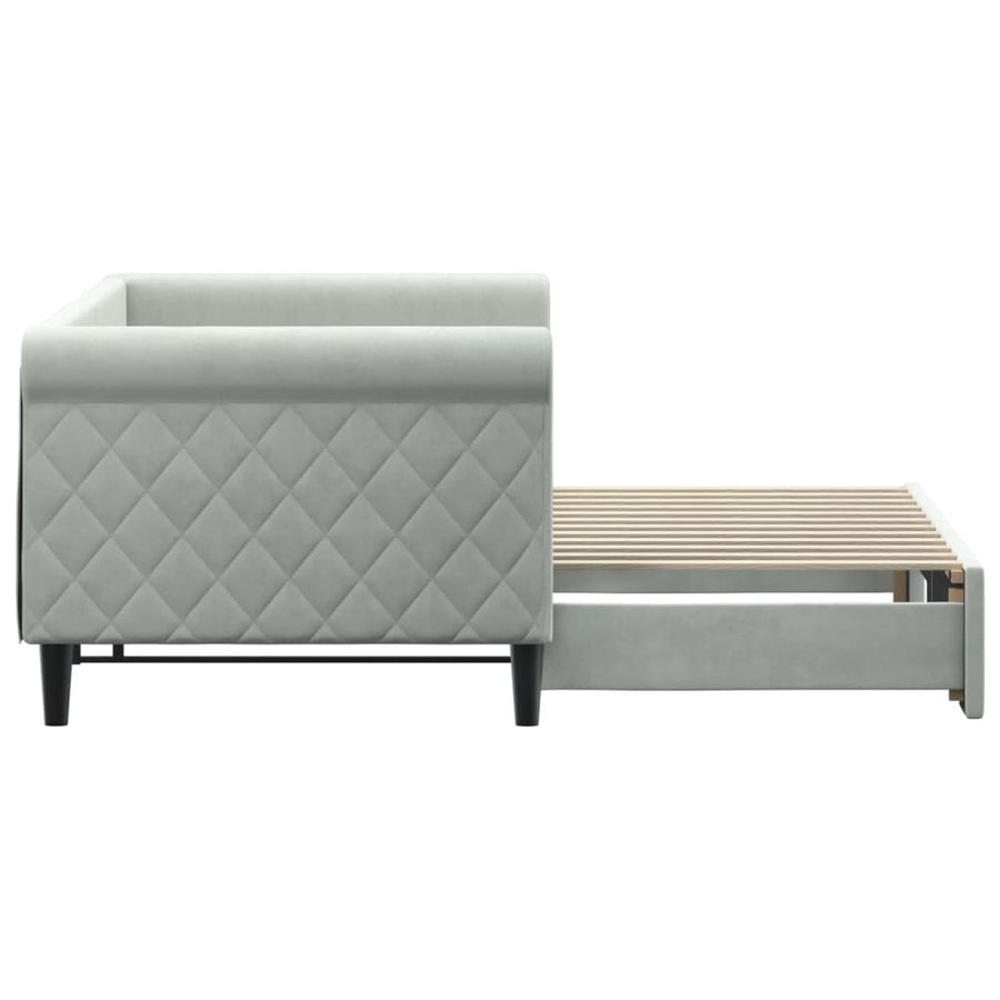 Slaapbank Fluweel 80 x 200 cm Lichtgrijs met onderschuifbed