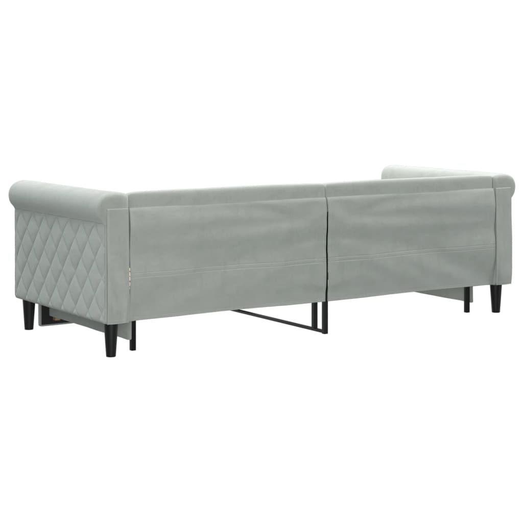Slaapbank Fluweel 80 x 200 cm Lichtgrijs met onderschuifbed