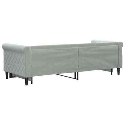 Slaapbank Fluweel 80 x 200 cm Lichtgrijs met onderschuifbed