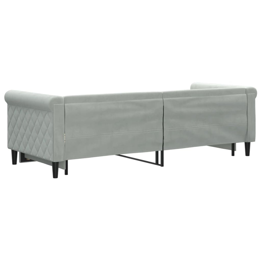 Slaapbank Fluweel 80 x 200 cm Lichtgrijs met onderschuifbed