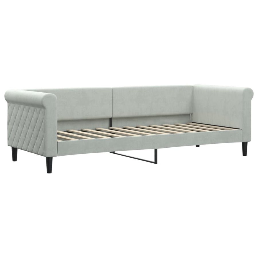 Slaapbank Fluweel 80 x 200 cm Lichtgrijs met onderschuifbed