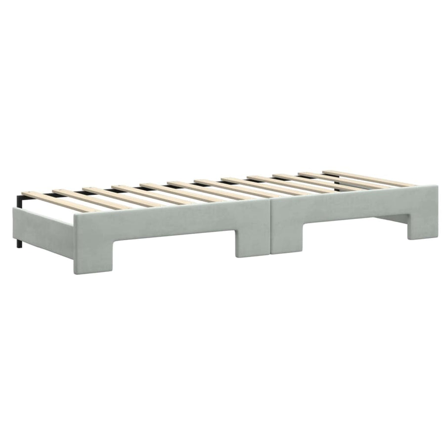 Slaapbank Fluweel 80 x 200 cm Lichtgrijs met onderschuifbed