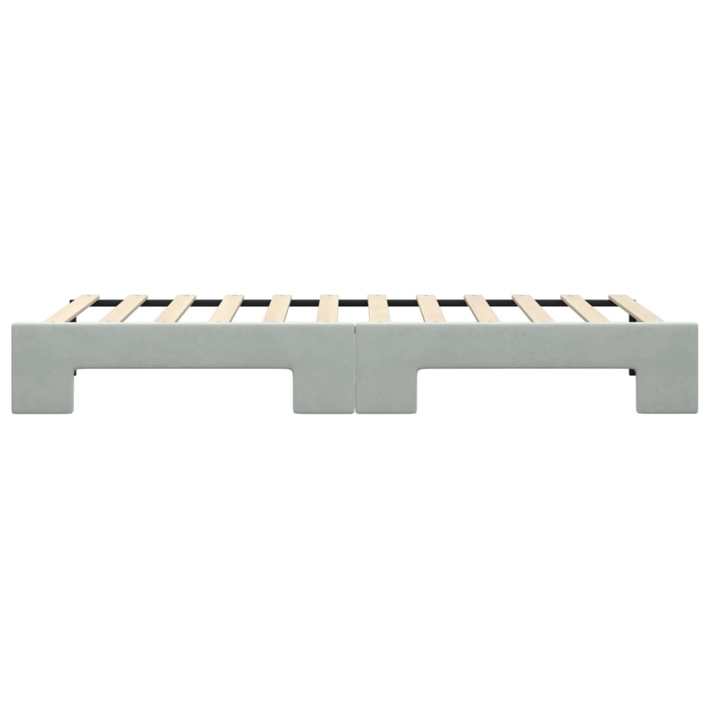 Slaapbank Fluweel 80 x 200 cm Lichtgrijs met onderschuifbed