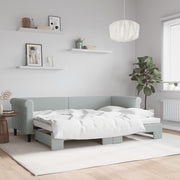 Slaapbank met onderschuifbed 80x200 cm lichtgrijs fluweel