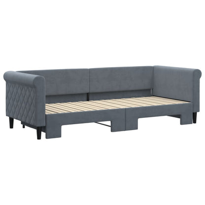 Slaapbank met onderschuifbed 80x200 cm fluweel donkergrijs