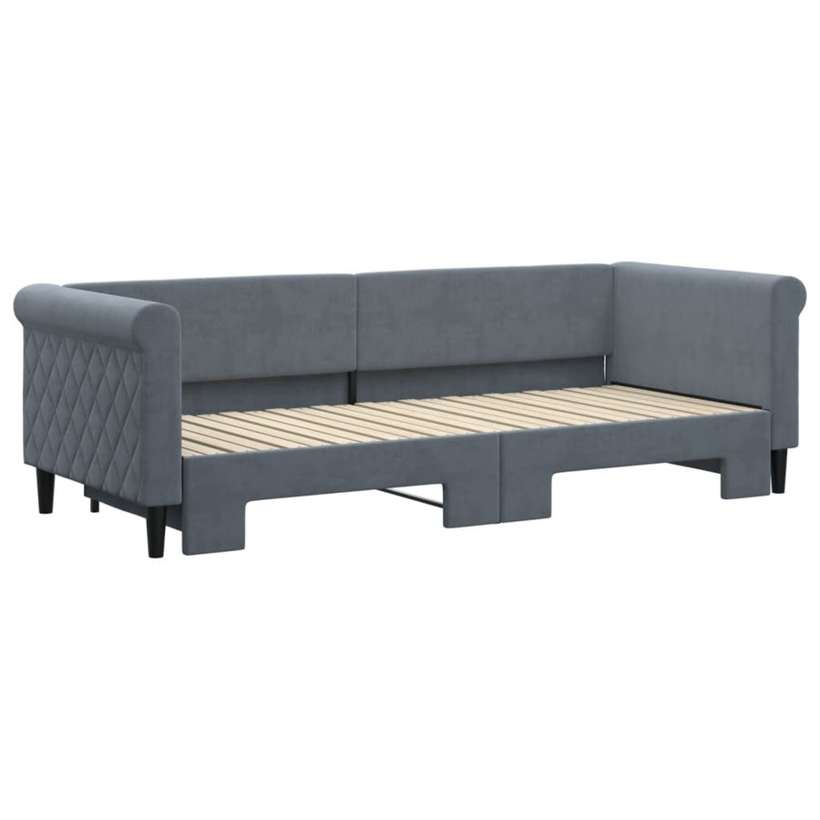 Slaapbank met onderschuifbed 80x200 cm fluweel donkergrijs