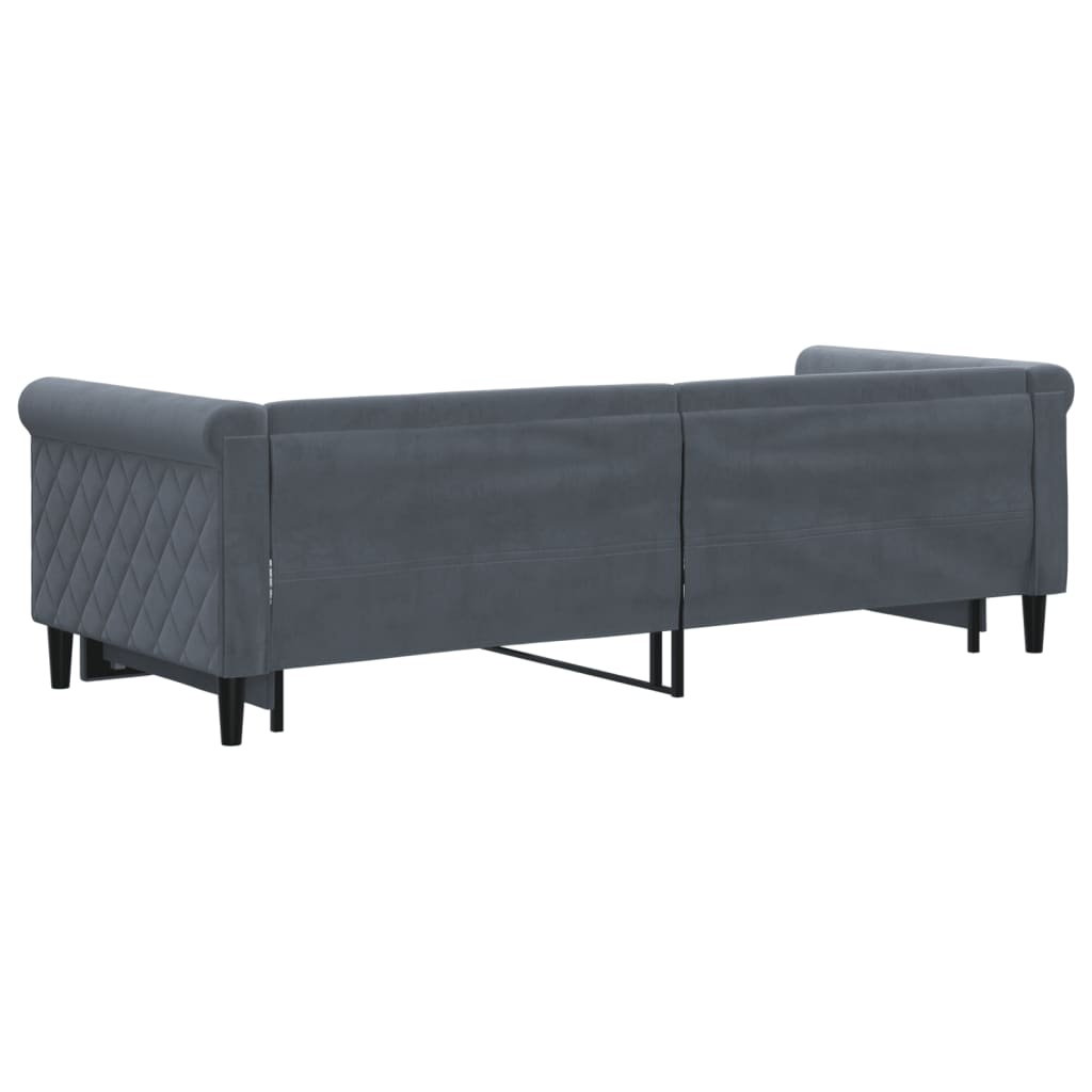 Slaapbank met onderschuifbed 80x200 cm fluweel donkergrijs