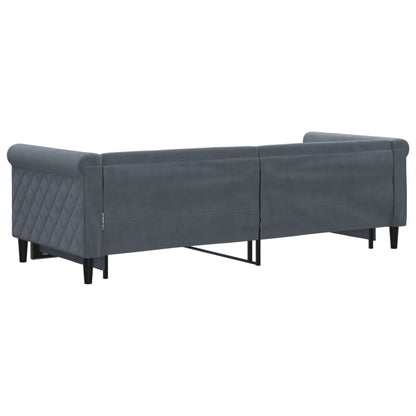 Slaapbank met onderschuifbed 80x200 cm fluweel donkergrijs