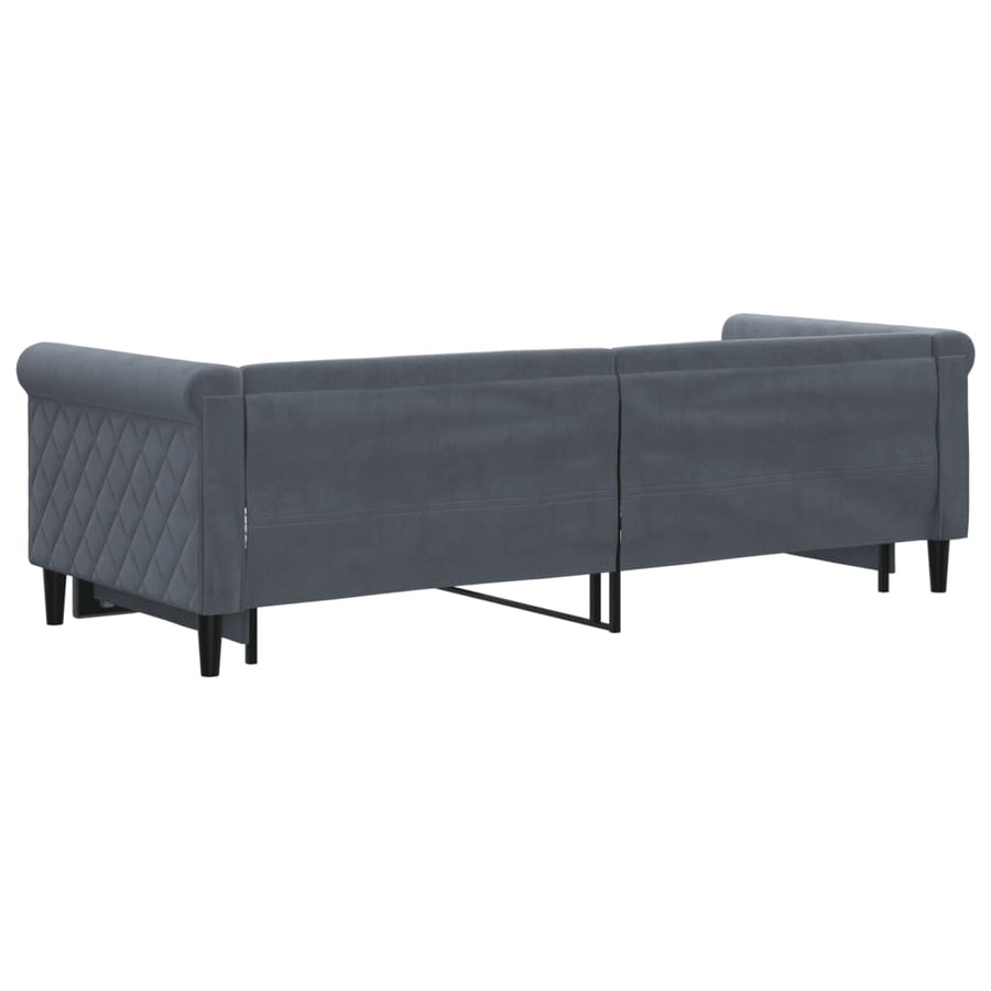 Slaapbank met onderschuifbed 80x200 cm fluweel donkergrijs