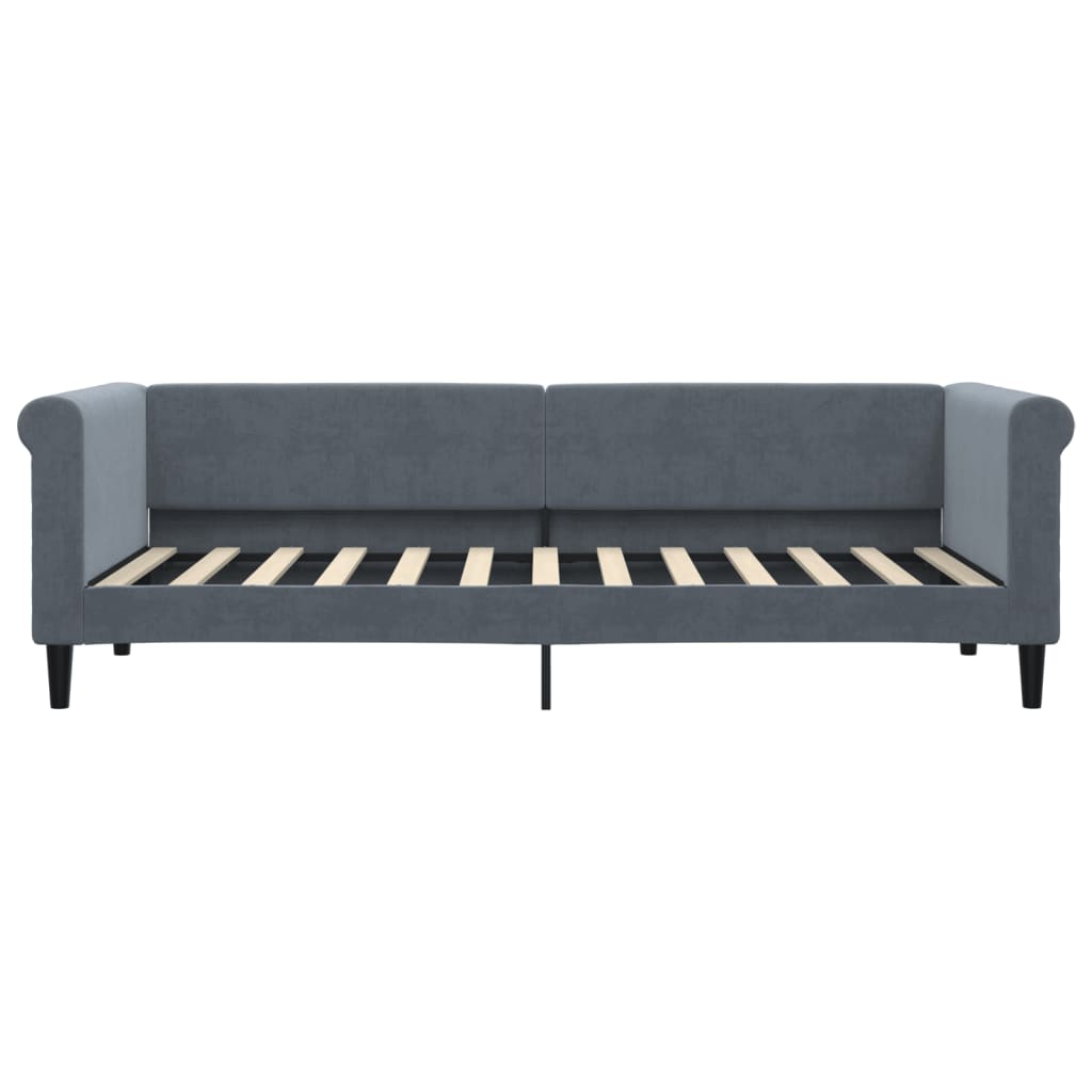 Slaapbank met onderschuifbed 80x200 cm fluweel donkergrijs