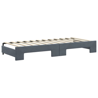 Slaapbank met onderschuifbed 80x200 cm fluweel donkergrijs