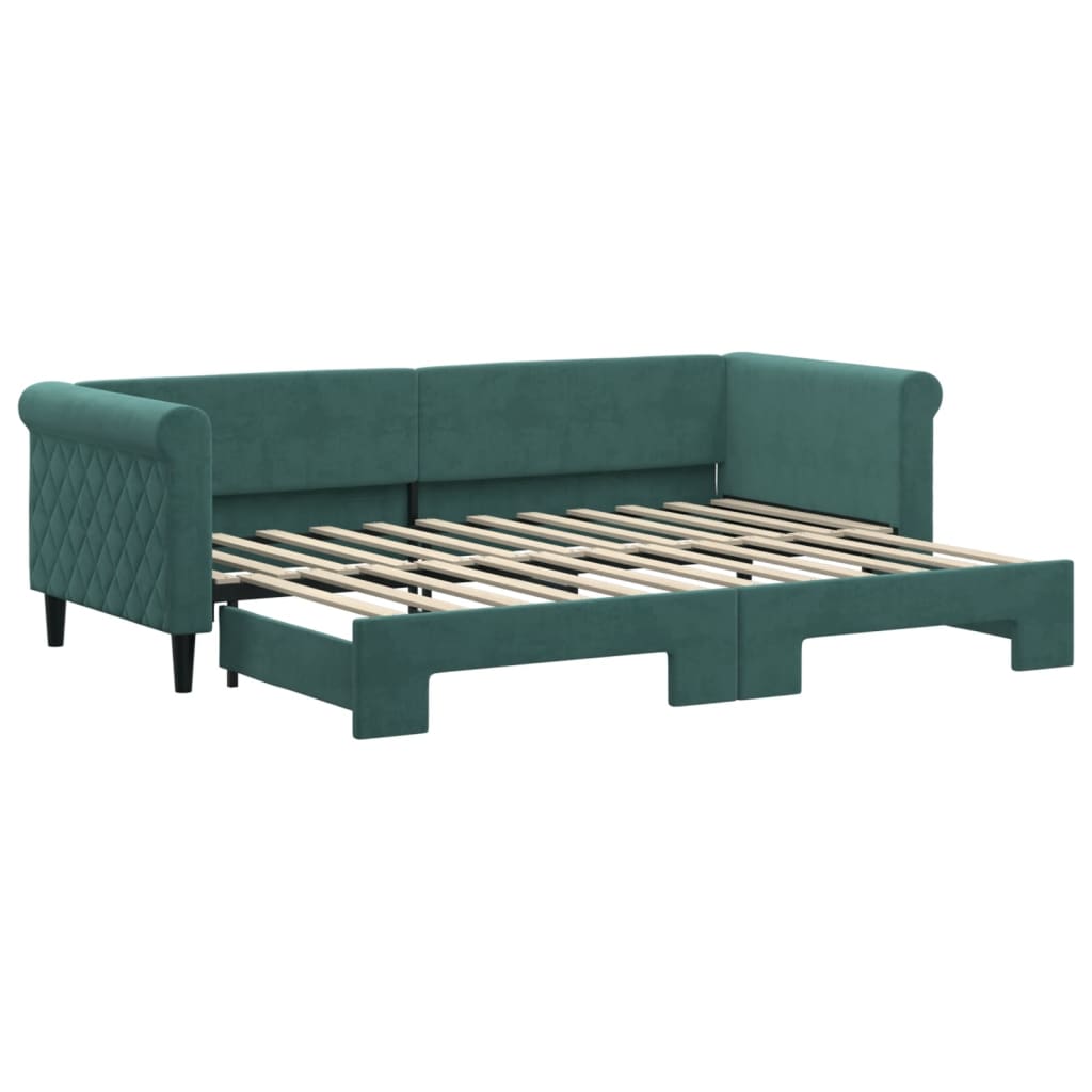 Slaapbank Fluweel Donkergroen 80 x 200 cm met onderschuifbed