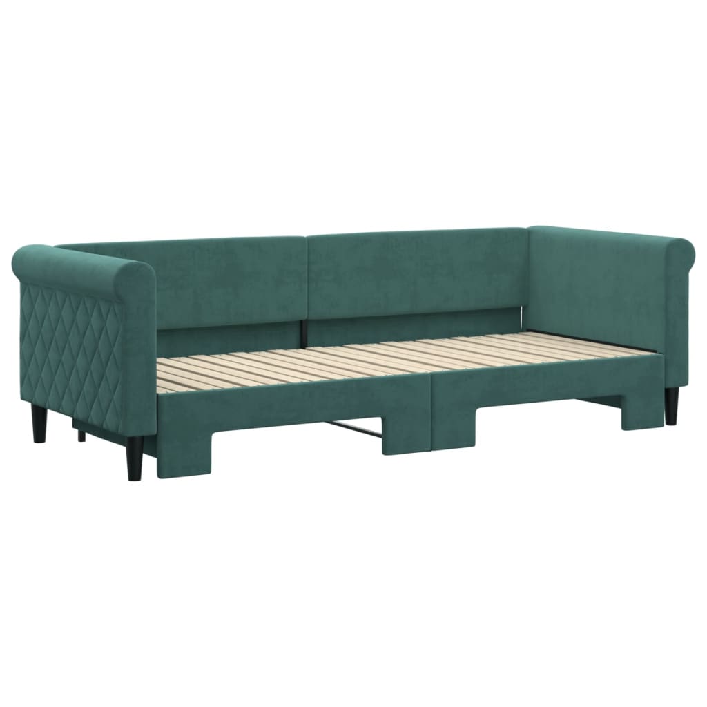 Slaapbank Fluweel Donkergroen 80 x 200 cm met onderschuifbed