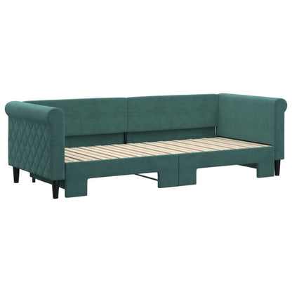 Slaapbank Fluweel Donkergroen 80 x 200 cm met onderschuifbed