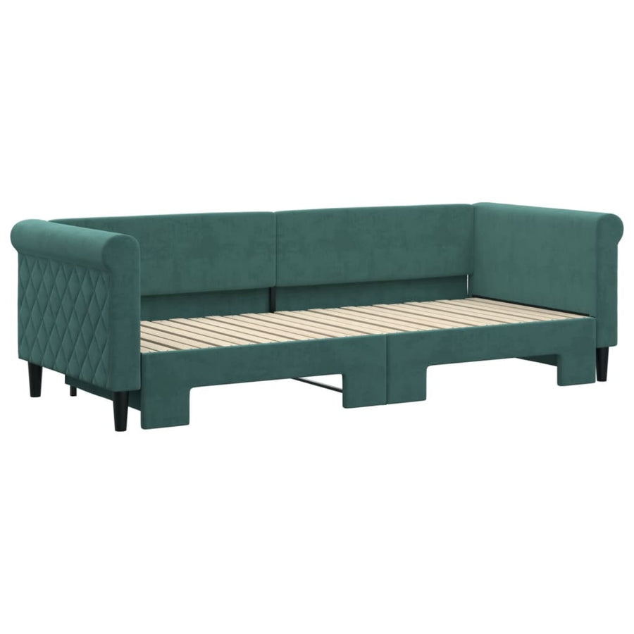 Slaapbank Fluweel Donkergroen 80 x 200 cm met onderschuifbed