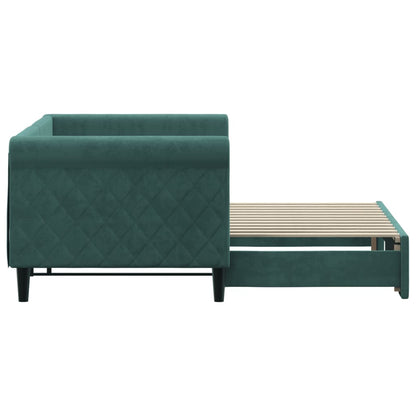 Slaapbank Fluweel Donkergroen 80 x 200 cm met onderschuifbed