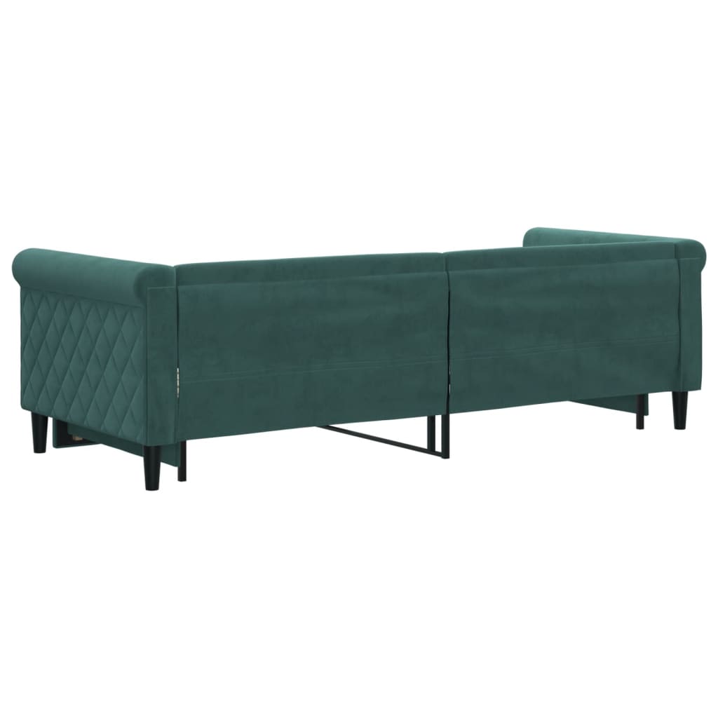 Slaapbank Fluweel Donkergroen 80 x 200 cm met onderschuifbed