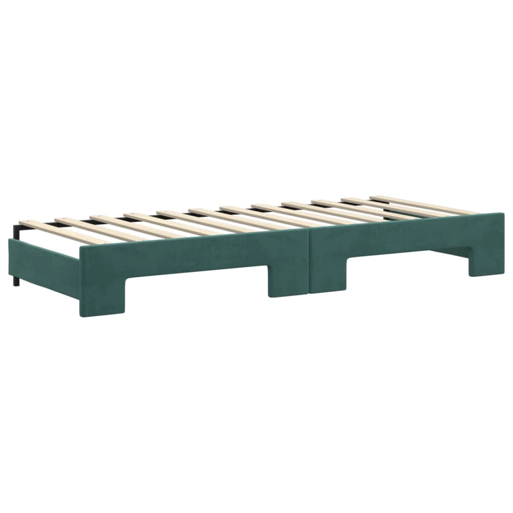 Slaapbank Fluweel Donkergroen 80 x 200 cm met onderschuifbed