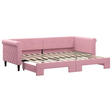 Slaapbank met onderschuifbed 80x200 cm fluweel roze