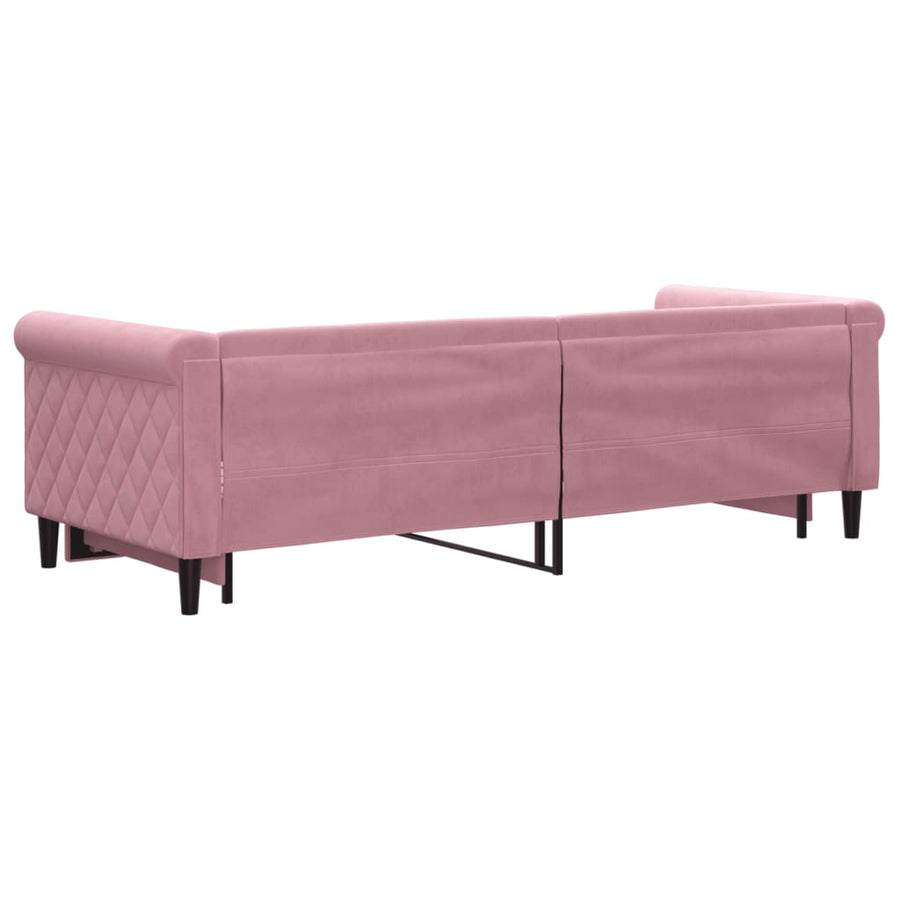 Slaapbank met onderschuifbed 80x200 cm fluweel roze