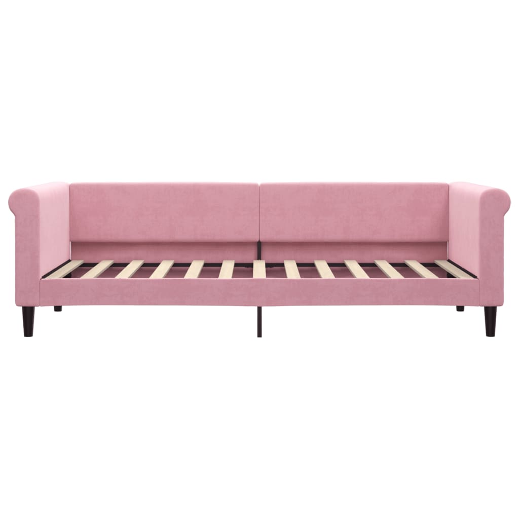 Slaapbank met onderschuifbed 80x200 cm fluweel roze