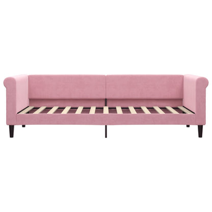 Slaapbank met onderschuifbed 80x200 cm fluweel roze