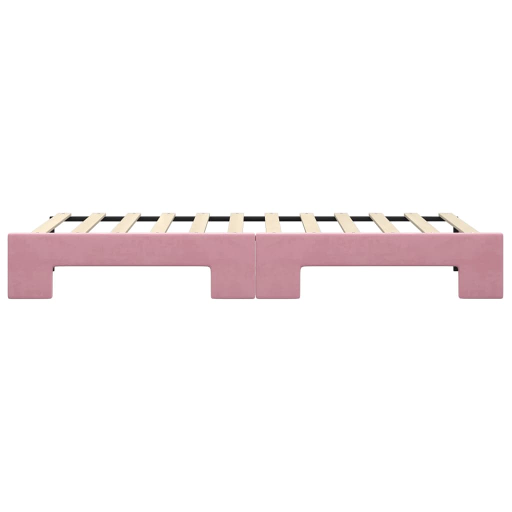 Slaapbank met onderschuifbed 80x200 cm fluweel roze