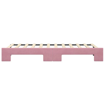 Slaapbank met onderschuifbed 80x200 cm fluweel roze