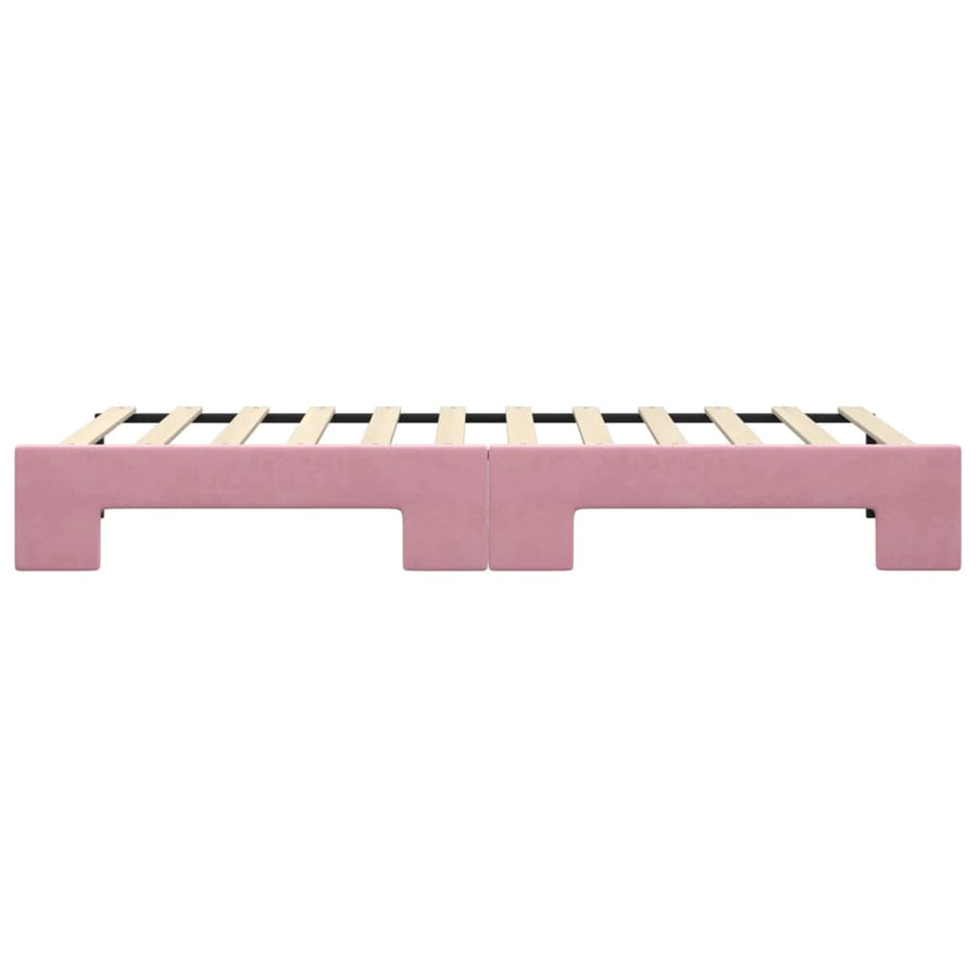 Slaapbank met onderschuifbed 80x200 cm fluweel roze