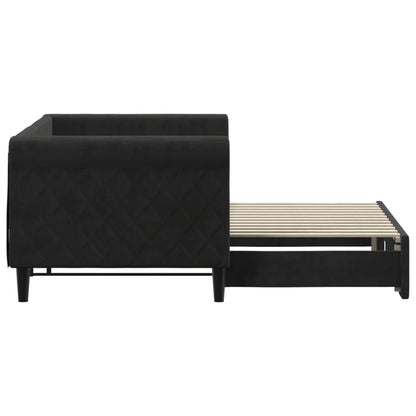 Slaapbank Fluweel 80 x 200 cm Zwart met onderschuifbed